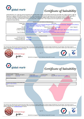 Certyfikat SAA panel LED